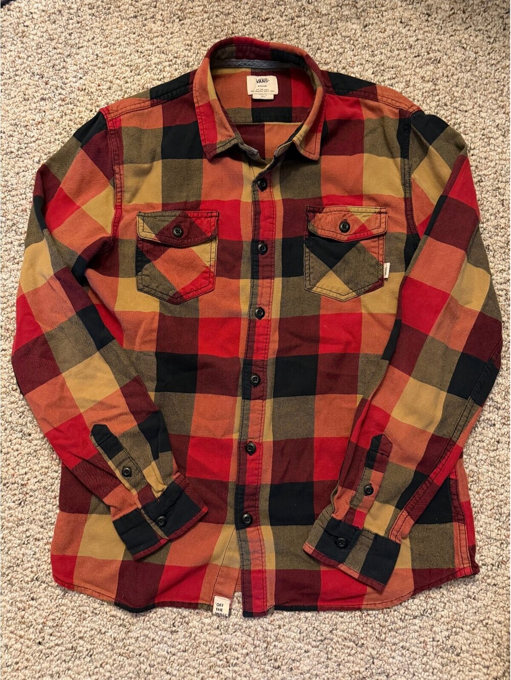 Vans plaid soft flannel mens button down shirt